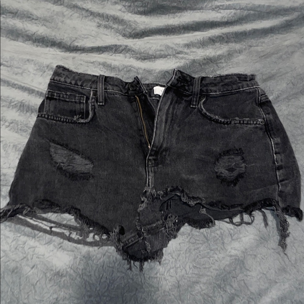 Forever 21 Charcoal Distressed Jean Shorts